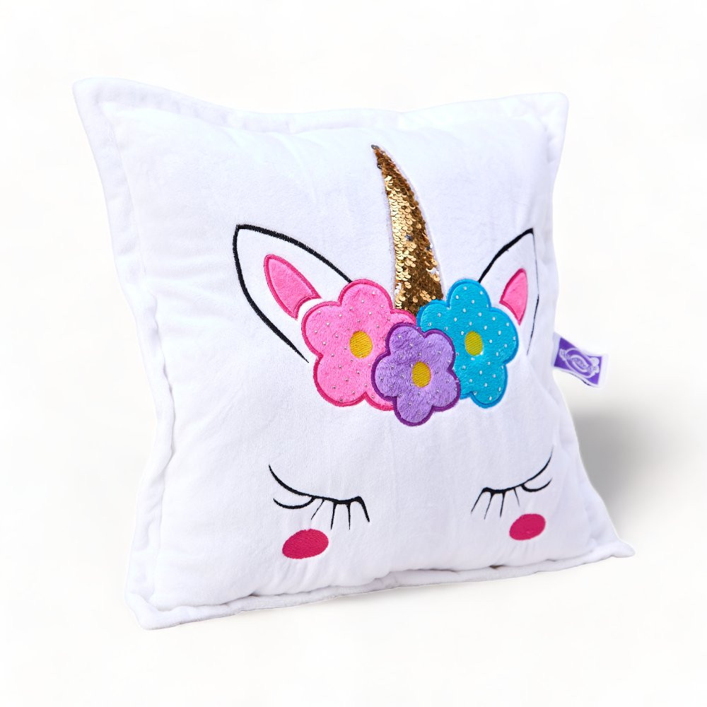 Cojin Unicornio Cuadrado Blanco