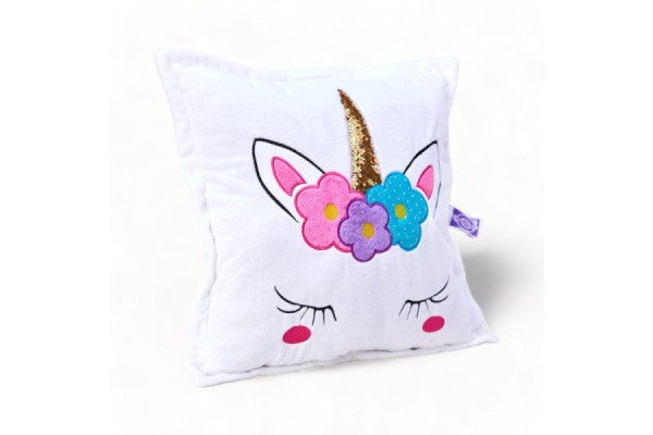 Cojin Unicornio Cuadrado Blanco