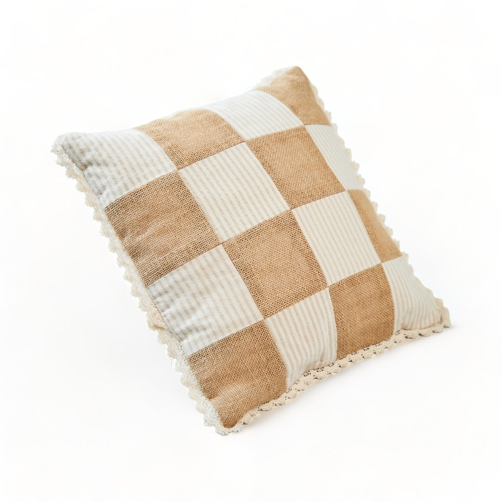 Cojin Hogar Cuadros Yute